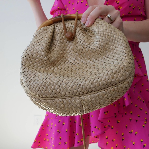 Straw Handbag Crossbody | Vintage Purse - Picture 5 of 9